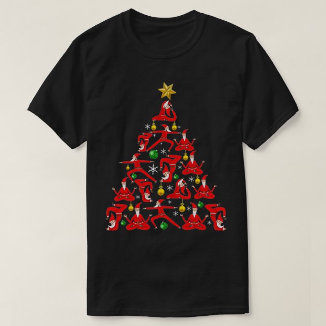 Yoga santa Tree Funny Xmas T-Shirt (Design Front)