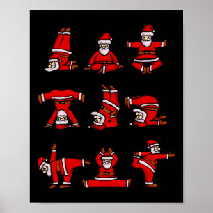 Yoga Santa Women Men Kids Funny Christmas Poster