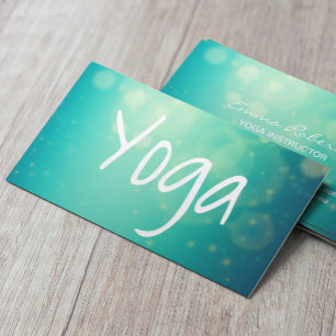 Yoga Script Modern Green Background Business Card