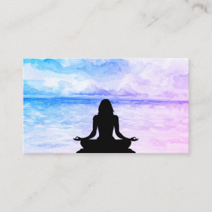 *~* Yoga Sea Ocean Sunset Mindfulness Meditation Business Card