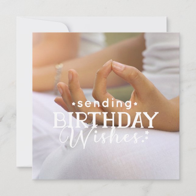 Yoga sending birthday wishes meditation woman  holiday card (Front)