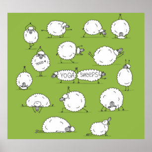 Yoga Sheep: Whimsical Sketch Fun. Poster