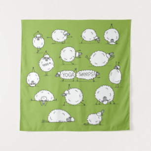 Yoga Sheep: Whimsical Sketch Fun. Tapestry