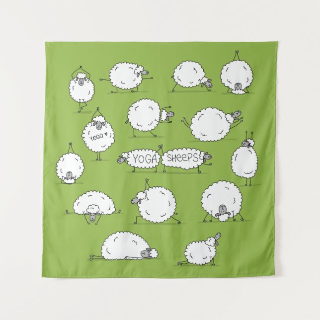 Yoga Sheep: Whimsical Sketch Fun. Tapestry (Front)