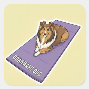 Yoga Sheltie Square Sticker