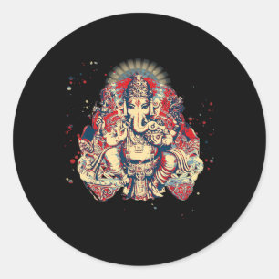 Yoga Shirts Spiritual Hindu God Ganesha Meditation Classic Round Sticker