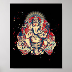 Yoga Shirts Spiritual Hindu God Ganesha Meditation Poster