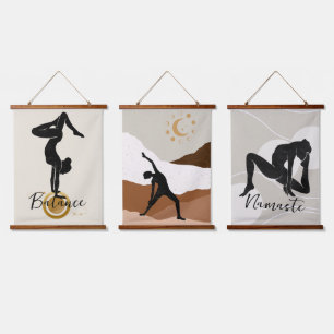 Yoga silhouette meditation Balance Namaste zen Hanging Tapestry