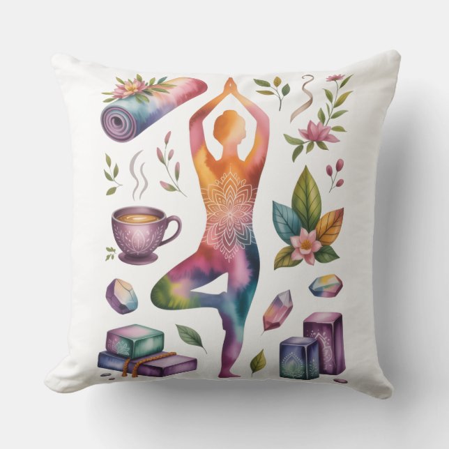 Yoga silhouette mindful living inspired  cushion (Front)
