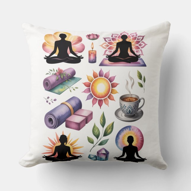 Yoga silhouette mindful living inspired  cushion (Front)