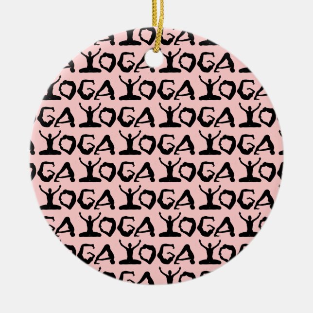 Yoga Silhouettes Ceramic Tree Decoration (Front)