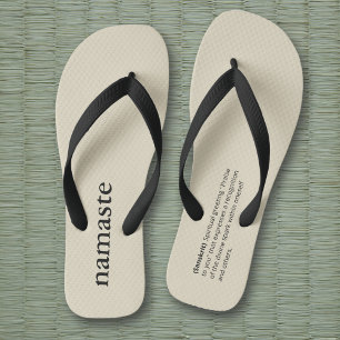 Yoga Simple Cool Modern Beige Namaste Definition Flip Flops
