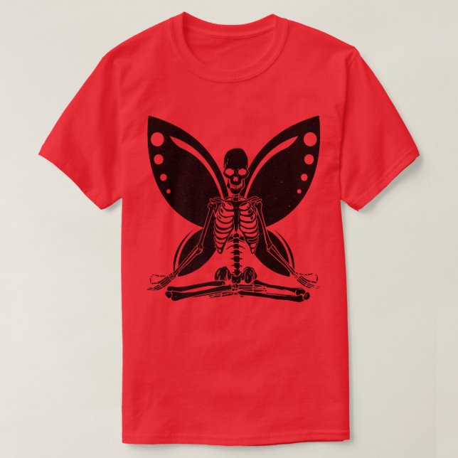 Yoga Skeleton Butterfly Fairy Grunge Fairycore Aes T-Shirt (Design Front)