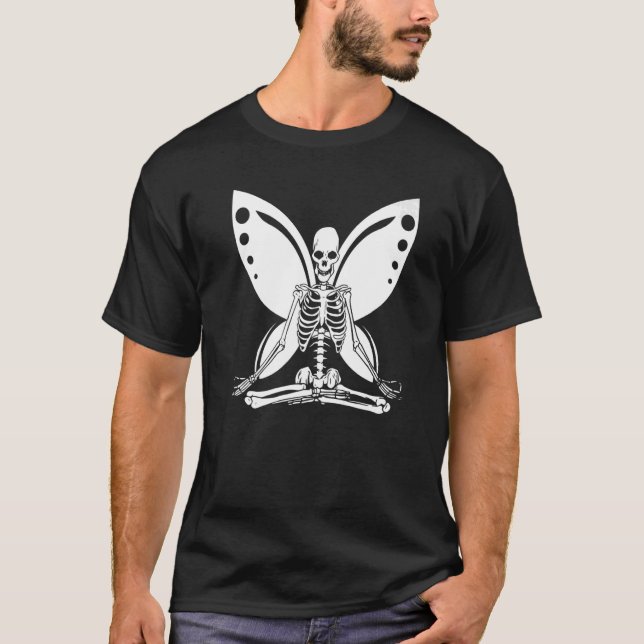 Yoga Skeleton Butterfly Fairy Grunge Fairycore Aes T-Shirt (Front)
