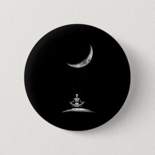 Yoga Skeleton On Moon Spooky Halloween For A Yoga 6 Cm Round Badge