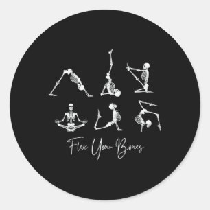 Yoga Skeletons Namaste Funny Halloween Flex Your B Classic Round Sticker