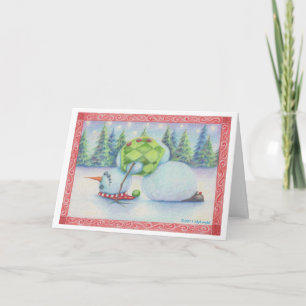 Yoga snowman christmas card/ scandinavian flair holiday card