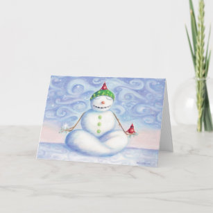 Yoga snowman greeting card by idyl-wyld design