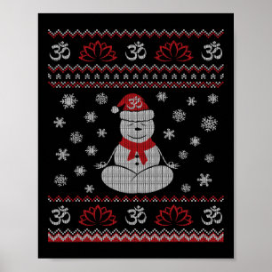 Yoga Snowman Meditating Lotus Pose Ugly Christmas Poster