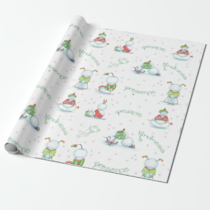 Yoga Snowman Wrapping Paper