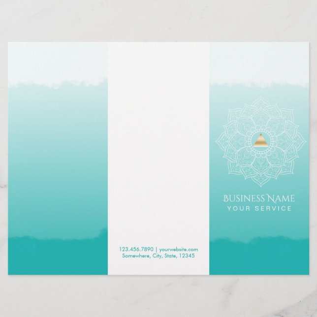 Yoga Spa Gold Triangle Mandala Watercolor Trifold (Front)