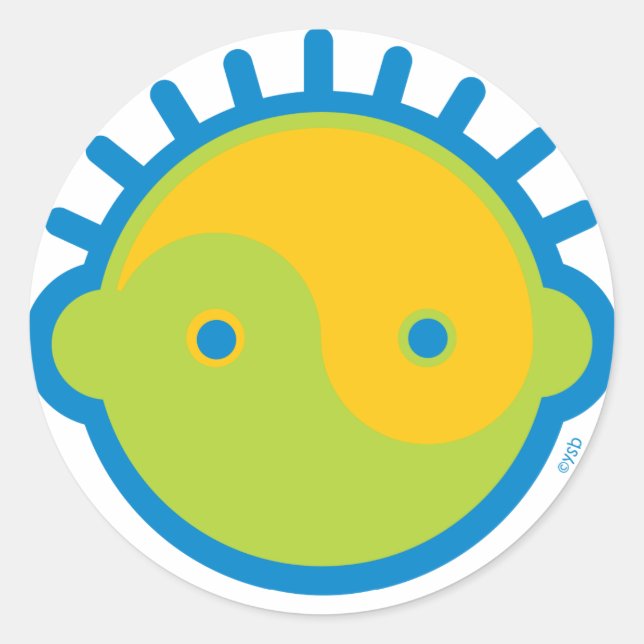 Yoga Speak Baby : Big Boy Yin-Yang Classic Round Sticker (Front)