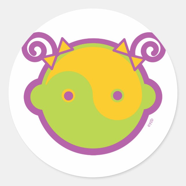 Yoga Speak Baby : Big Girl Yin-Yang Classic Round Sticker (Front)