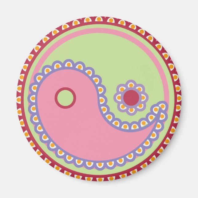 Yoga Speak Baby : Paisley Yin-Yang Magnet (Front)