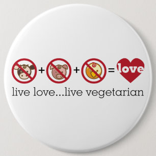 Yoga Speak : Live Love...Live Vegetarian 6 Cm Round Badge