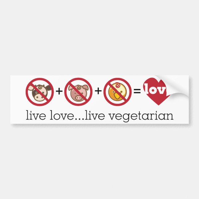 Yoga Speak : Live Love...Live Vegetarian Bumper Sticker (Front)