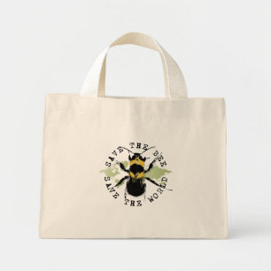 Yoga Speak : Save The Bee ... Save The World! Mini Tote Bag