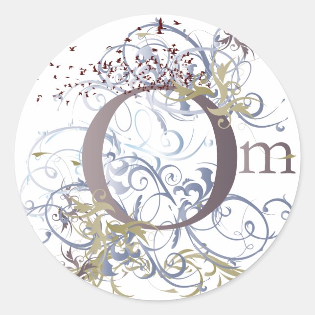 Yoga Speak : Swirling Om Design Classic Round Sticker (Front)