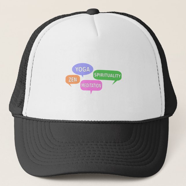 Yoga Spirituality Zen Meditation Speech Bubbles Trucker Hat (Front)