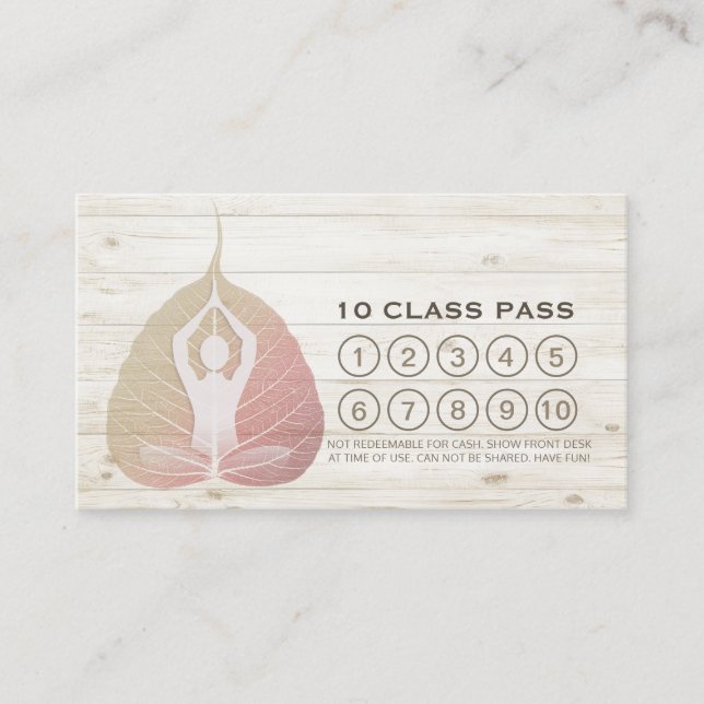 Yoga Studio Class Pass Meditation Pose Bodhi Leaf Loyalty Card (Front)