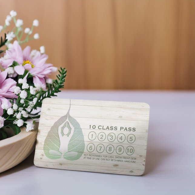 Yoga Studio Class Pass Meditation Pose Bodhi Leaf Loyalty Card (Creator Uploaded)