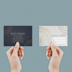 YOGA Studio Gift Certificate Blue and Gold Mandala
