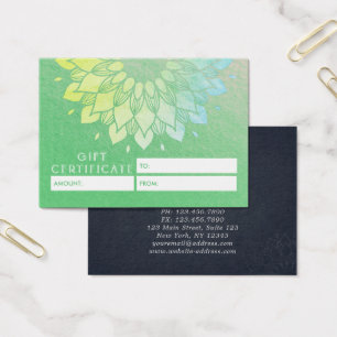 YOGA Studio Gift Certificate Gold Mandala Flowers