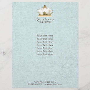 Yoga Studio Gold Lotus Logo Blue Linen Brochure
