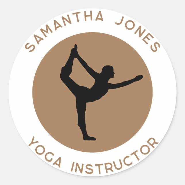 Yoga studio instructor dancer pose modern business classic round sticker (Front)