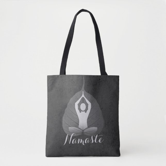 Yoga Studio Instructor Meditation Pose Bodhi Leaf Tote Bag (Front)