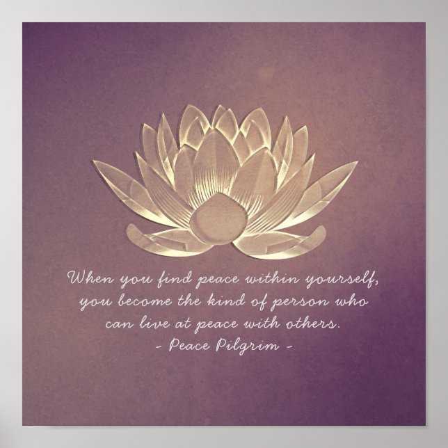YOGA Studio Instructor Meditation Quote Chic Lotus Poster (Front)