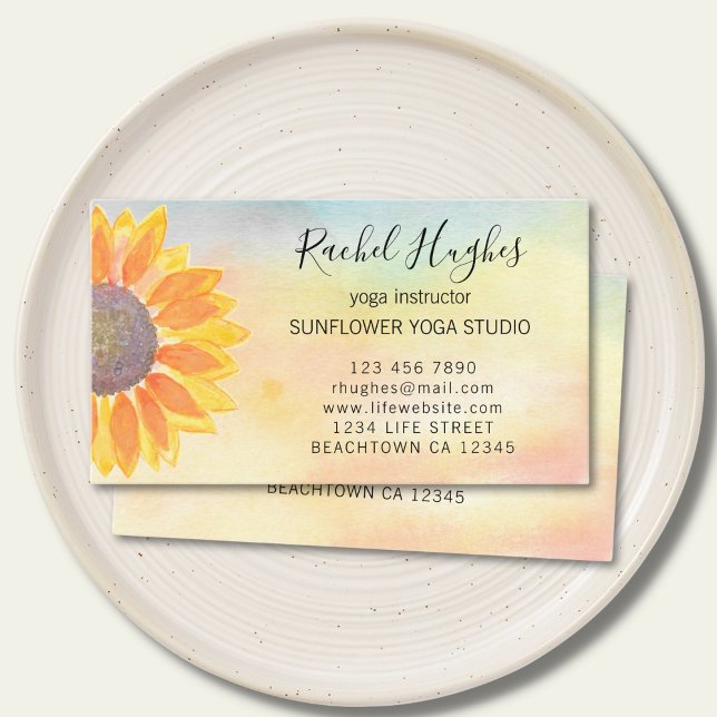 Yoga Studio Instructor Sunflower Business Card (Creator Uploaded)