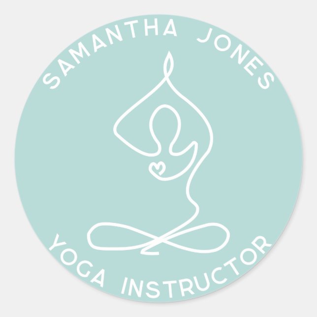 Yoga studio instructor yogi pose modern business classic round sticker (Front)