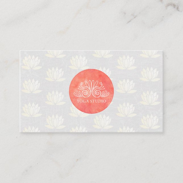 Yoga Studio Logo | Lotus Flower Pattern Business Card (Front)