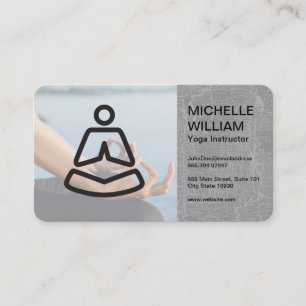 Yoga Studio Logo Woman Meditating Business Card
