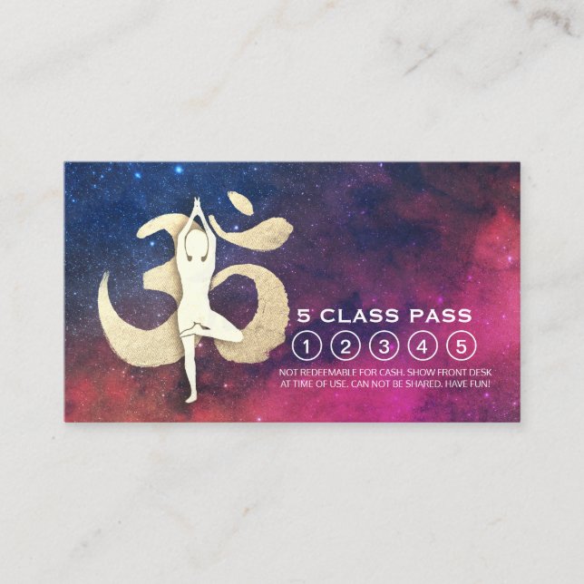 Yoga Studio Loyalty Class Pass Tree Pose OM Symbol (Front)