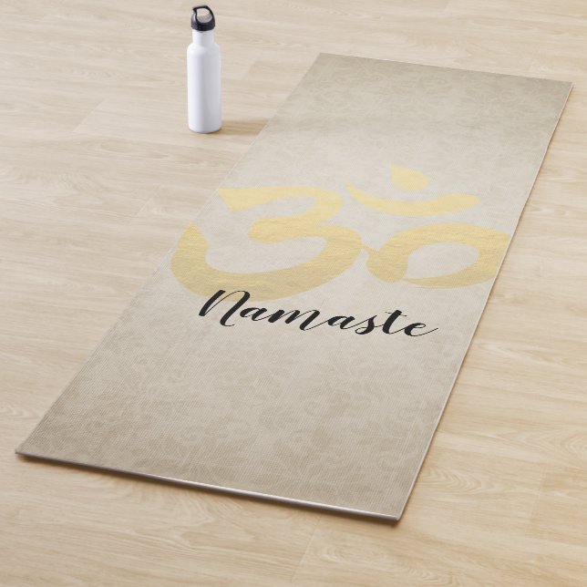 Yoga Studio Meditation Instructor Gold Om Symbol Mat (In Situ)