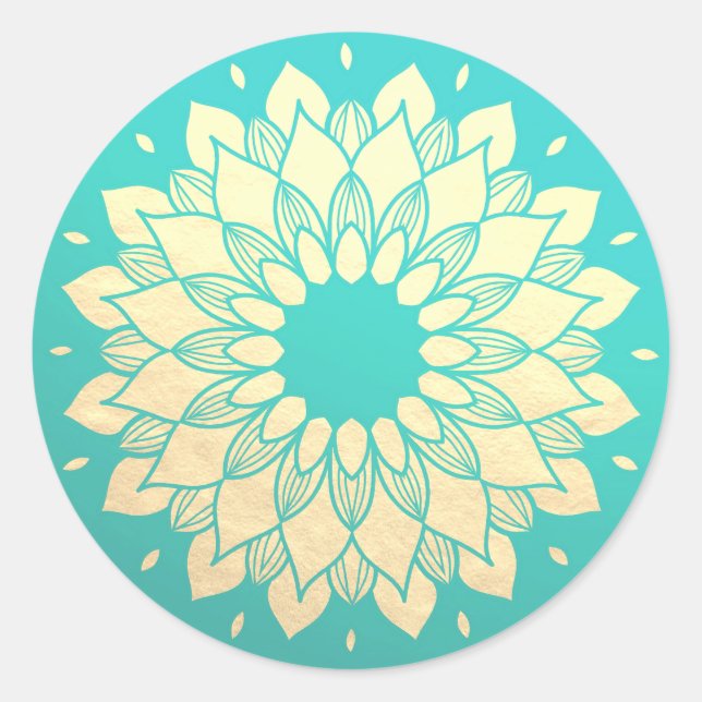 Yoga Studio Meditation Instructor Golden Mandala Classic Round Sticker (Front)