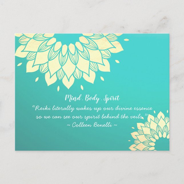 Yoga Studio Meditation Instructor Golden Mandala Postcard (Front)