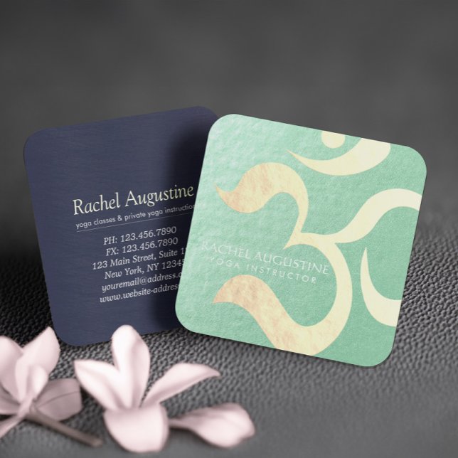 Yoga Studio Meditation Instructor Life Coach OM Square Business Card (Creator Uploaded)